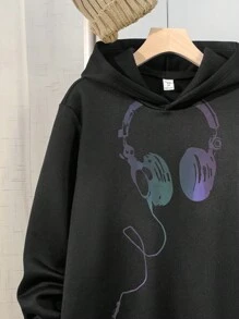 SHEIN Teens Boys Casual Loose Comfortable Colorful Graphic Print Hoodie Sweatshirt And Drawstring Pants Set