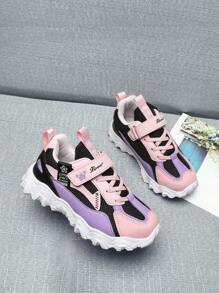 Girls Colorblock Lace-Up Front Chunky Sneakers For Outdoor Colorful Sneakers - Multicolor - View 8