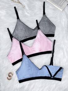 Moonlight&Mama 3pcs Simple Maternity Daily Wear Nursing Bra Set - Multicolor - View 4