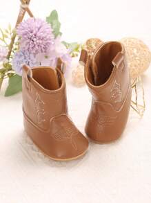 New Winter 0-1 Years Old Infant Cute PU Print Soft Bottom Infant Boots - Brown - View 1