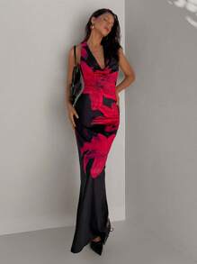 Aloruh Đầm Bodycon cổ yếm in hoa thanh lịch dành cho nữ - Nhiều màu - Xem 4