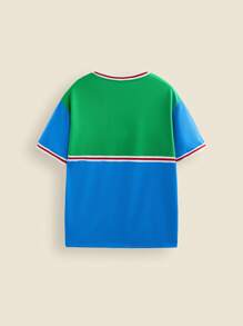 THE HAPPY LOOK Áo thun ngắn tay thể thao ngoài trời dành cho nam thiếu niên Colorblock Knit, đồ thể thao Back To School, Xuân Hè - Nhiều màu - Xem 2