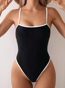 Swim Vcay Contrast Binding One Piece Swimsuit For Summer - Multicolor - View 8