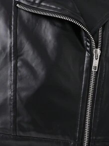 SHEIN 男婴/女婴休闲运动街头风PU领机车风拉链夹克，纯黑色，适合秋冬季穿着 - 彩色 - 查看 14