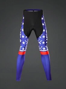 Manfinity Riding 拼色星星和字母印花骑行裤 - 彩色 - 查看 7