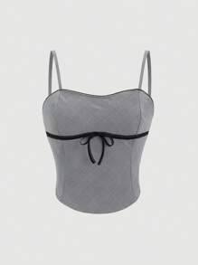 SHEIN Unity Ladies' Simple, Fashionable And Stylish Strappy Backless Camisole With Spaghetti Strap - Grey - View 1