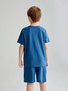 SHEIN 4 pièces/ensemble Haut et short unicolore pour garçons de préadolescence