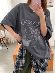 DAZY Slogan Graphic Drop Shoulder Tee Oversized T-Shirt
