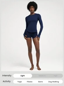 GLOWMODE FeatherFit™腰部修身彎頂低衝擊瑜伽日常夏季緊身衣 - Dark Blue - 查看 6