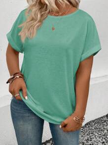 INAWLY Women's Plus Size Loose Round Neck Casual T-Shirt, Summer - Multicolor - View 4