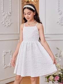 SHEIN 少女优雅可爱蝴蝶结西装外套和吊带裙套装 - 彩色 - 查看 3