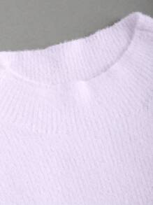 SHEIN Unity Mock Neck Sleeveless Tie Side Knit Top - Mauve Purple - View 6