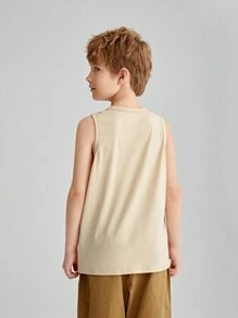 Conjunto de 4 piezas de tops de punto informales y holgados para niño preadolescente, tops básicos cómodos - Caqui - Ver 2
