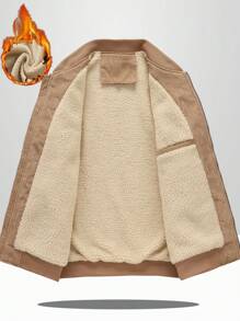 Manfinity EMRG Men's Thickened Corduroy Jacket With Thermal Lined , Khaki, Autumn/Winter - Khaki - View 3