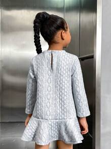 SHEIN Vestido Com Babado E Bainha Frisada De Tricô Para Jovens Com Bolsa