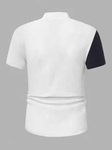 RueChic Polo régulier pour hommes avec blocs de couleur et poche - Blanc - Voir 3