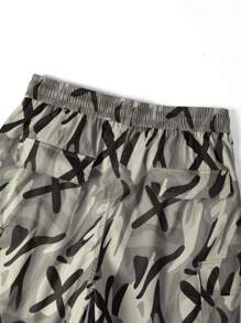 Manfinity Homme 男士全印花束腰短褲