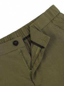 Manfinity Homme Quần short nam màu trơn có túi cho mùa hè - xanh quân đội - Xem 6