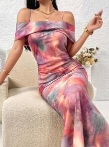 Modelyn Women's Elegant Random Printed Dress Long Evening Dresses - Multicolor - View 1