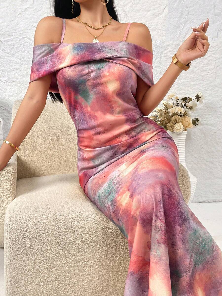 Modelyn Women's Elegant Random Printed Dress Long Evening Dresses - Multicolor - View 1