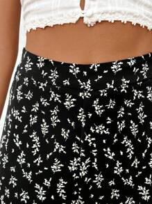 SHEIN Frenchy Women's Random Printed Simple Daily Long Pants - Black - View 5