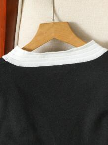 SHEIN Elegante, lässige Strickjacke mit Farbblock Design und gestricktem Camisole-Kleid für Teen Mädchen im Frühling und Herbst