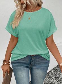 INAWLY Women's Plus Size Loose Round Neck Casual T-Shirt, Summer - Multicolor - View 5