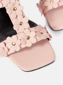 Styleloop Fashionable Pink High Heeled Sandals - Pink - View 4