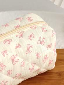 Bolsa de maquillaje con lazo lindo, bolsa cosmética pequeña con cremallera organizadora de almacenamiento, bolsa estética de maquillaje organizadora, bolsa de almacenamiento de viaje acolchada mini, estuche organizador de cosméticos acolchado grande para mujer, bolsa de almacenamiento de cuidado de la piel, monedero lindo, estuche para lápices con estampado de lazo y nudo, bolsa octagonal para viaje, regalo para amigos, regalo del Día de la Madre, regalo de cumpleaños