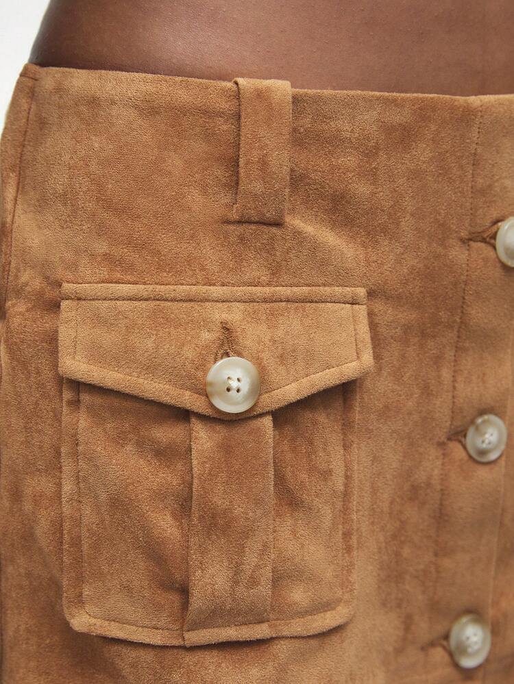 SHEIN Maija Khaki Corduroy Mini Skirt For Women, Back To School Autumn Fashion