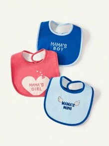 3pcs Baby Embroidered Mother's Day Soft And Comfortable Bib - Multicolor - View 2