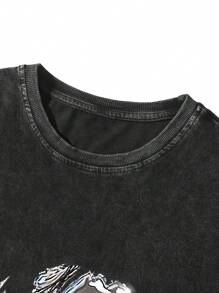 Manfinity EMRG Loose Fit Men's Star Print Drop Shoulder T-Shirt - Black - View 4