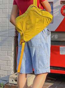 Summer Women Loose Baggy Low Rised Casual Street Style Denim Shorts - Blue - View 2