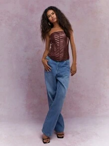 MISSGUIDED Top liso sin tirantes para el verano