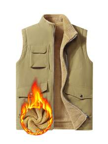 Manfinity Homme Men's Solid Color Simple Daily Wear Thermal Lined Workwear Vest