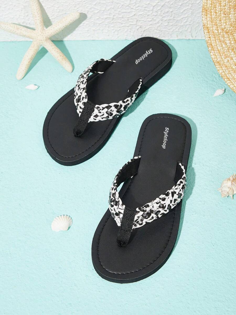 Styleloop 女士时尚黑色人字拖夏季度假鞋夏季促销波西米亚风复古乡村风法式鞋