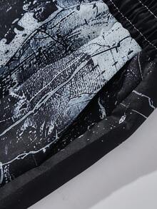 ROMWE MEN Street Life 男士图案编织短裤，适合春夏季日常穿着、上学 - 彩色 - 查看 4