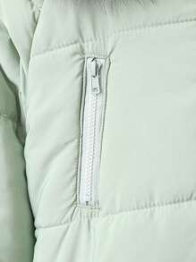 SHEIN Young Boy Fluffy Spliced Hooded Long Sleeve Winter Padded Coat/Jacket