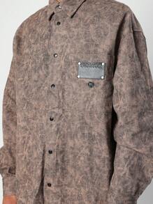 SUMWON Oversized Fit Twill Shirt With Patch Pocket