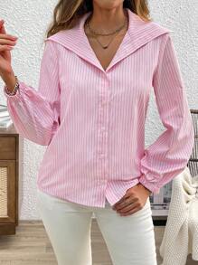 Aveloria Random Striped Fashionable All-Match Slimming Large Lapel Casual Shirt Fall Cloth For Women