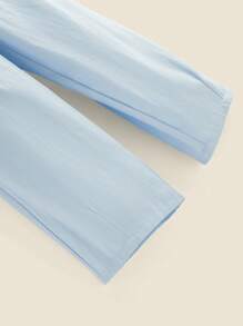 THE HAPPY LOOK Tween Mädchen Basic Loose Straight Leg Woven Casual Pants, Blau Uni, Frühling/Sommer
