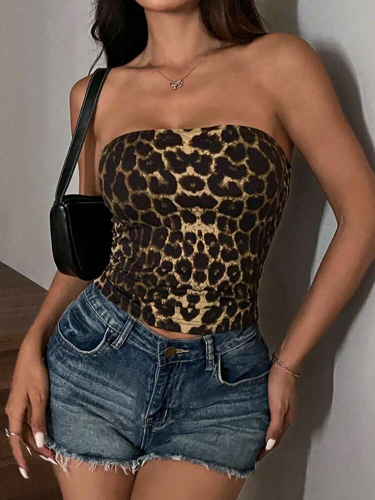 SHEIN EZwear 4 Stücke/Set bequemes und einfaches Crop Top mit Tier Muster für Damen, zum Tragen im Sommer - Verschiedenfarbig - Übersicht 7