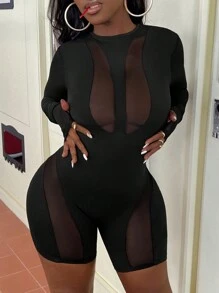 Slaydiva Women's Black Tight See-Through Jumpsuit - Black - View 8