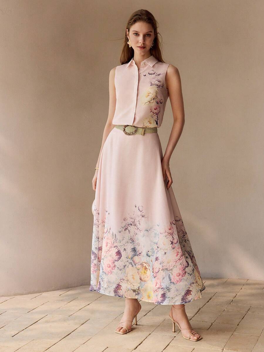 MOTF PREMIUM FALDA FLOWY LÍNEA A CON ESTAMPADO FLORAL