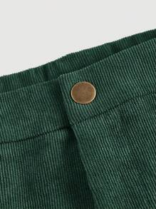 SHEIN MOD Women's Casual Solid Color Straight Corduroy Pants, Back To School Clothes, Work, Brunch, School Clothes, Teacher Pants, 70s Outfit, Dress Pants, Western Pants, Ladies Late Fall Casual Button, Pocket, Zipper High Waist Straight Leg Long Dark Green Regular Fit Women Pants, Casual Daily Wear