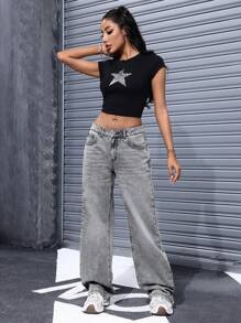 Jeanoix Women's Plain & Simple Casual Jeans - Light Grey - View 4