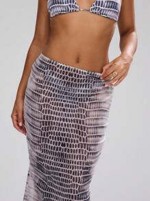Musera Resort Allover Print Chiffon Maxi Beach Skirt Summer Beach Resort