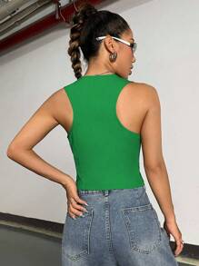 SHEIN Unity Women's Plain And Simple Sleeveless Blazer For Daily Wear - Green - View 2