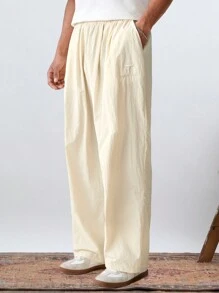 Manfinity RebelGame Quần dài co giãn chân thẳng thời trang dành cho nam giới để mặc hàng ngày - Màu be - Xem 1