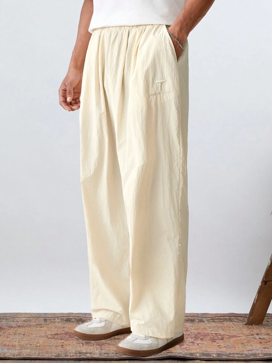 Manfinity RebelGame Quần dài co giãn chân thẳng thời trang dành cho nam giới để mặc hàng ngày - Màu be - Xem 1